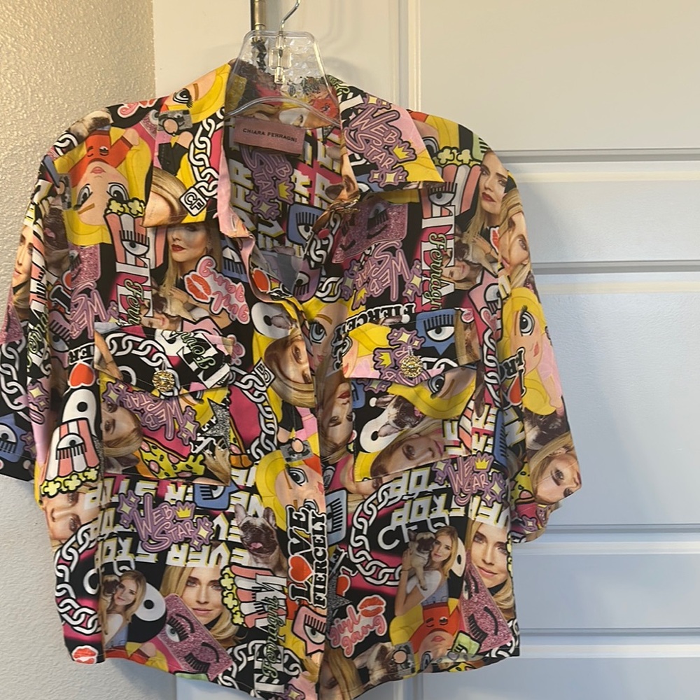 Colorful Graphic Button-Up Shirt